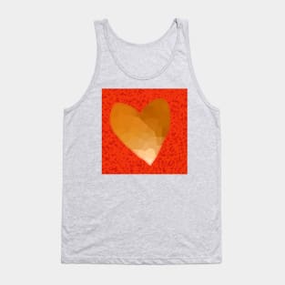 Gold Heart on Red Tank Top